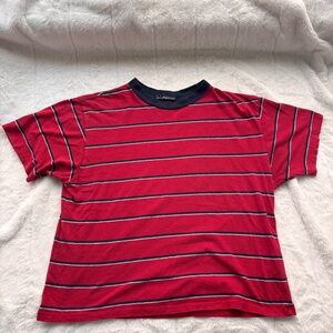 Brandy Melville Red Striped Boxy T-Shirt Oversized Top One Size